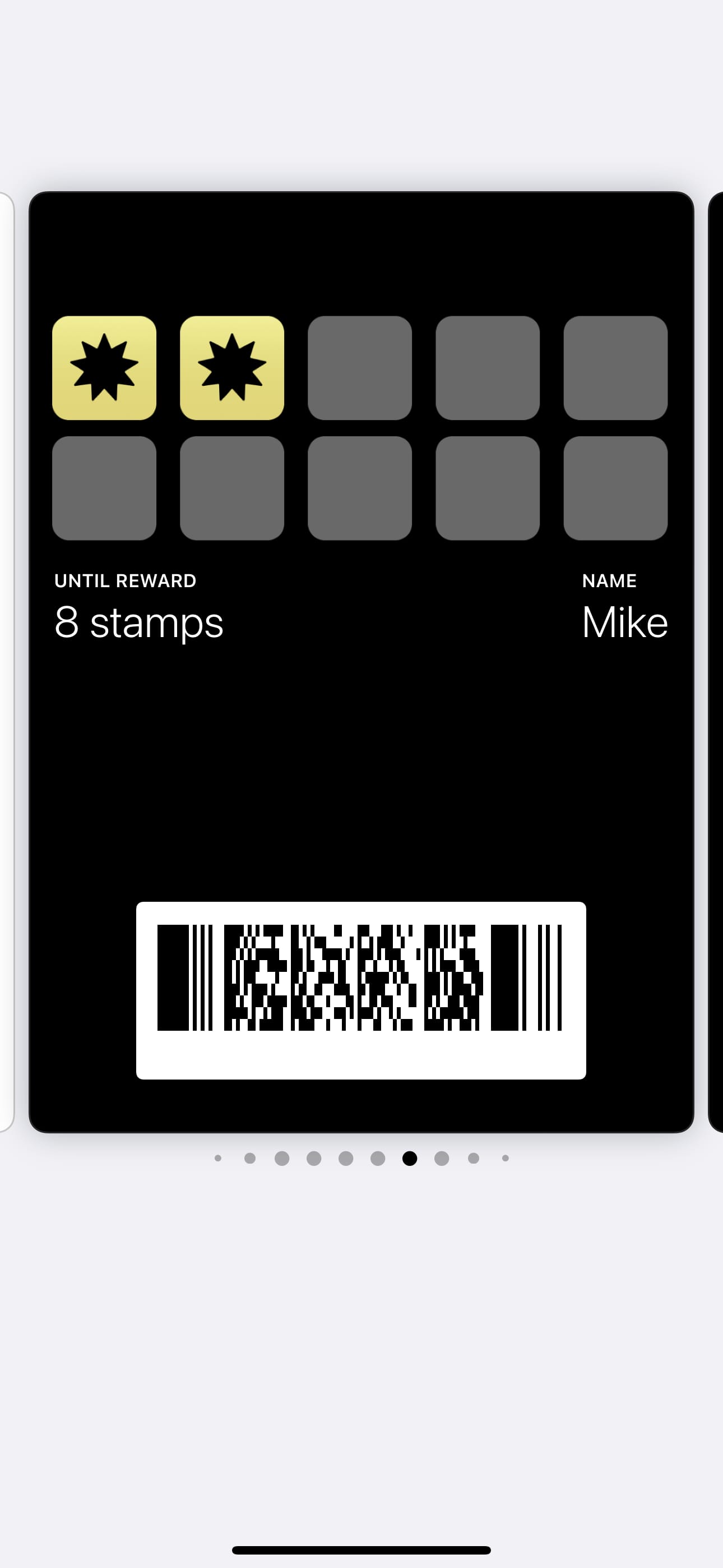 Stamps card example