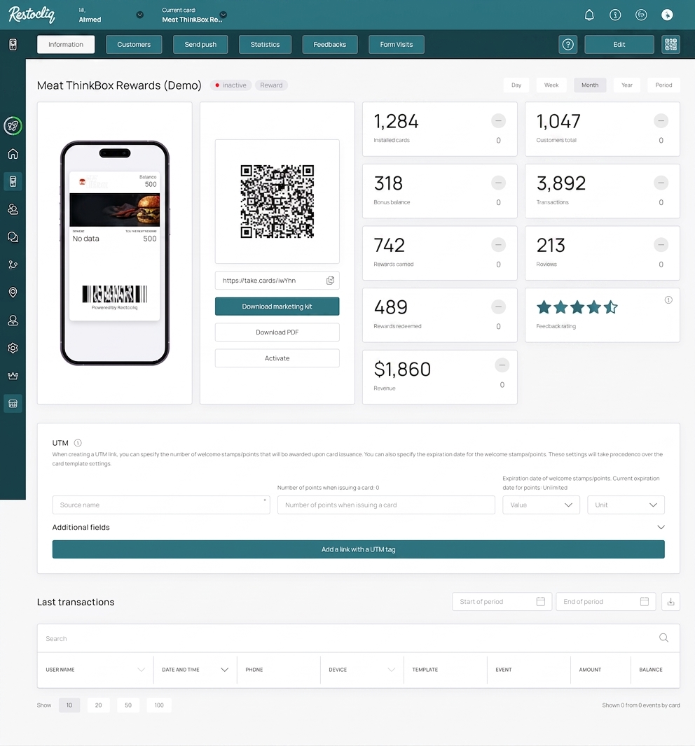 Restocliq dashboard